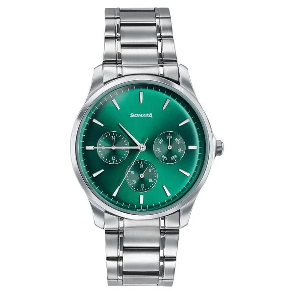 Sonata Men's Work Wear emerald green dial Watch - Premium Multifunction design for everyday style