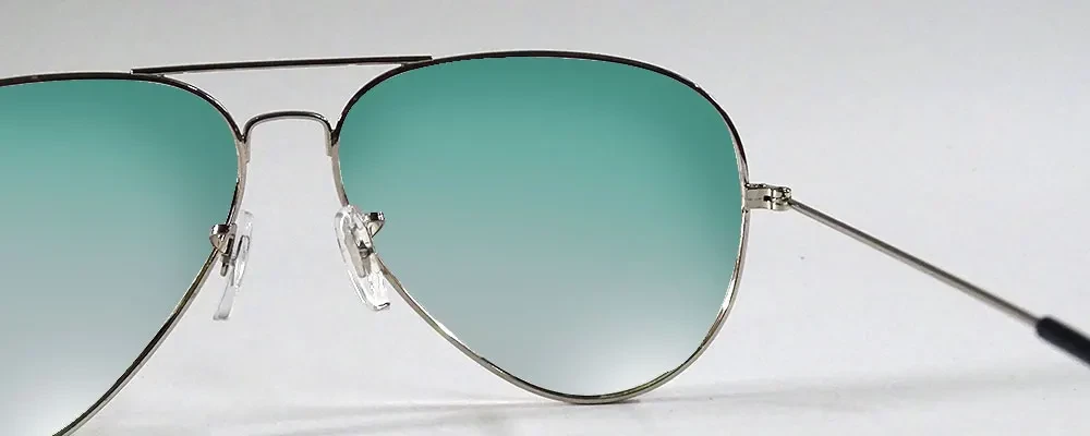 Light Grey Green Silver Frame Sunglass