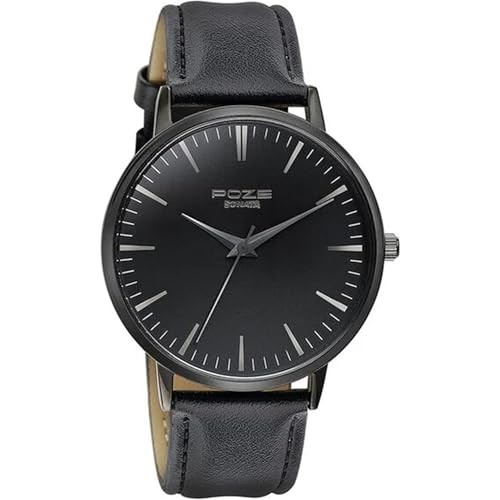 Sonata Poze Quartz Analog Black Dial Leather Strap Watch