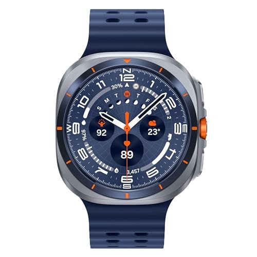 Samsung Galaxy Watch Ultra 2025 (47mm, LTE, Titanium Blue)| Upto 100h Battery| 3nm Processor| Dual GPS| Quick Button/Siren| Sapphire Glass| 10ATM and IP68| BP and ECG Monitor| Energy Score and Ages