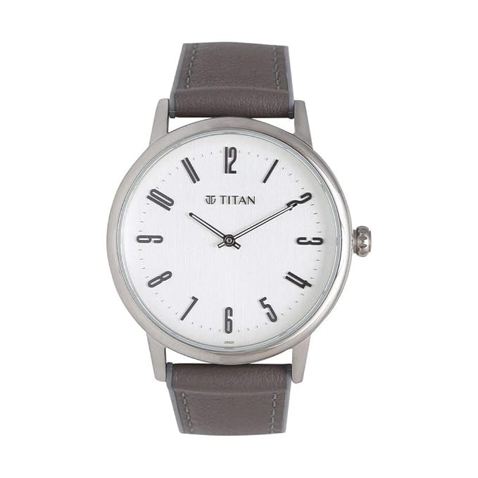 Titan Athleisure Silver Dial Analog Leather Strap Watch for Men-NN90118SP01