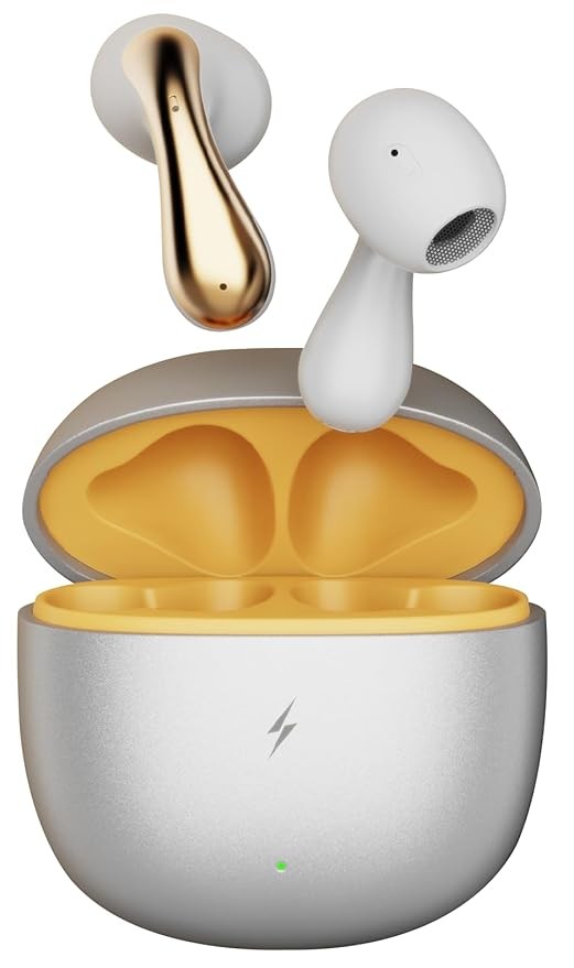 Fire-Boltt Newly Launched Aero Lite TWS Earbuds Custom EQ Wireless Bluetooth 5.4 Music & App Support 50H Playtime Battery Display Fast Charging Case 50ms Low Latency for Gaming Touch Controls Gold