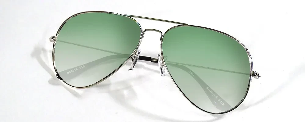Light Green Silver Frame Sunglass