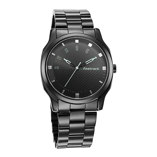 Fastrack Men Stunners Quartz Analog Black Dial Black Stainless Steel Strap Watch for Guys - NT3255NM02